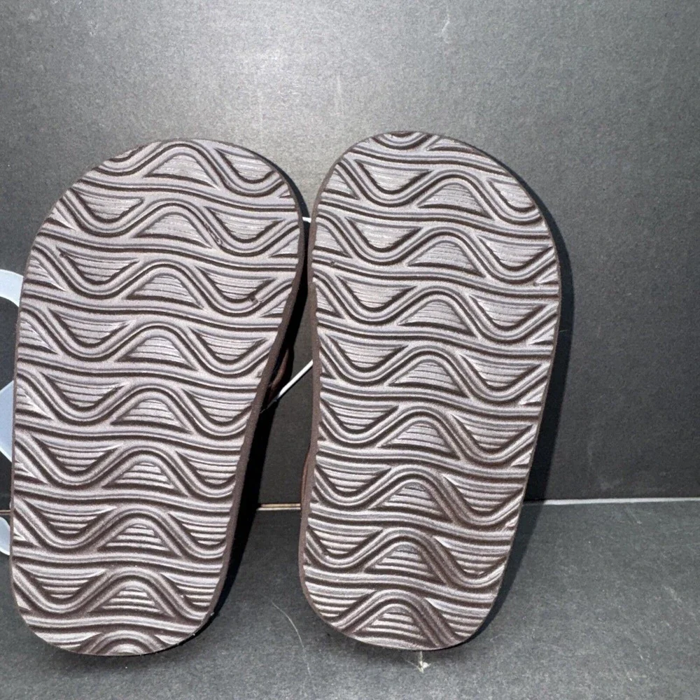 The Children's Place Toddler Boy's Faux Leather Flip Flops AN3 Brown Size US:4-5